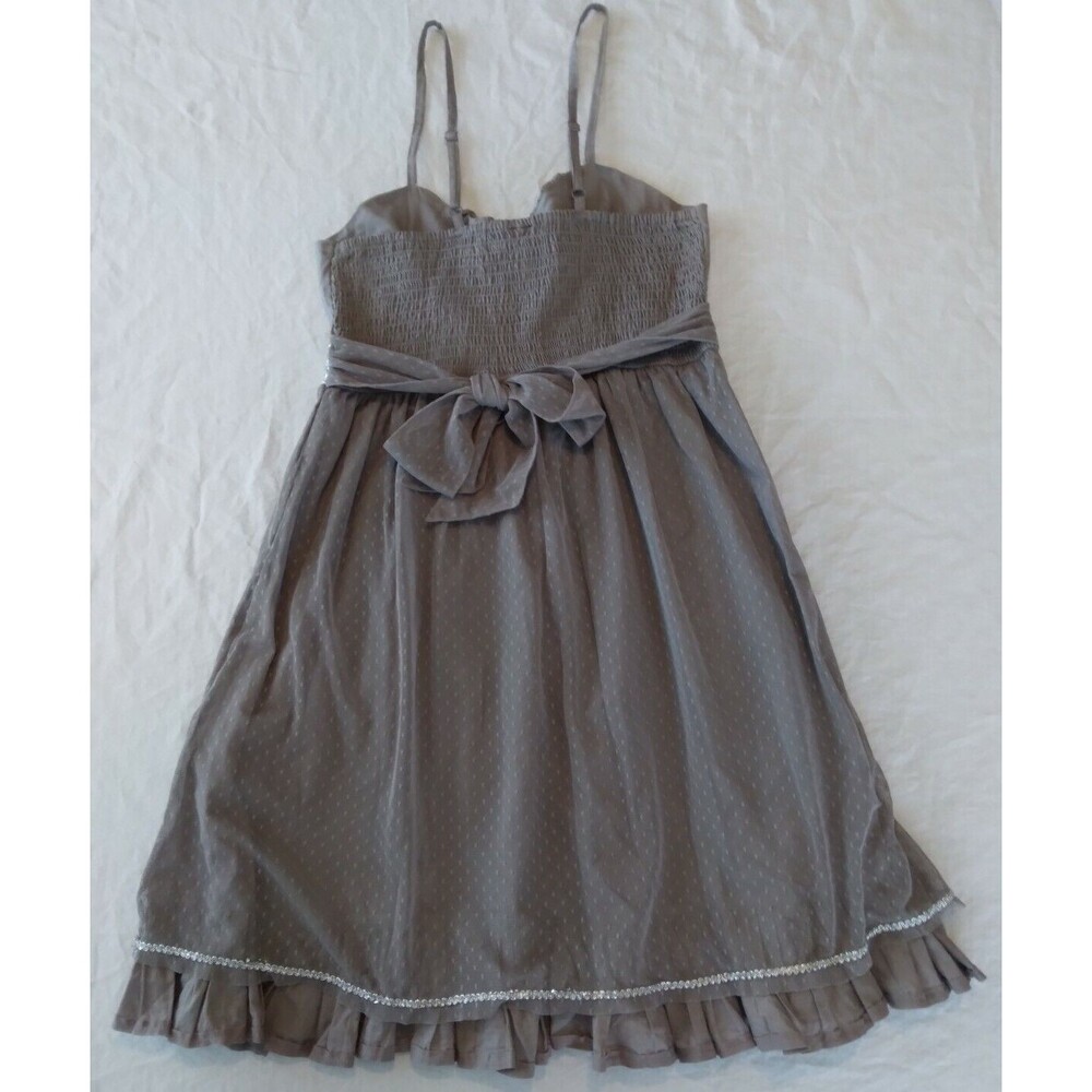 Daytrip Dress Gray Strappy Babydoll Lace Ruffles Rhinestones Beads Womens Medium - Picture 5 of 7